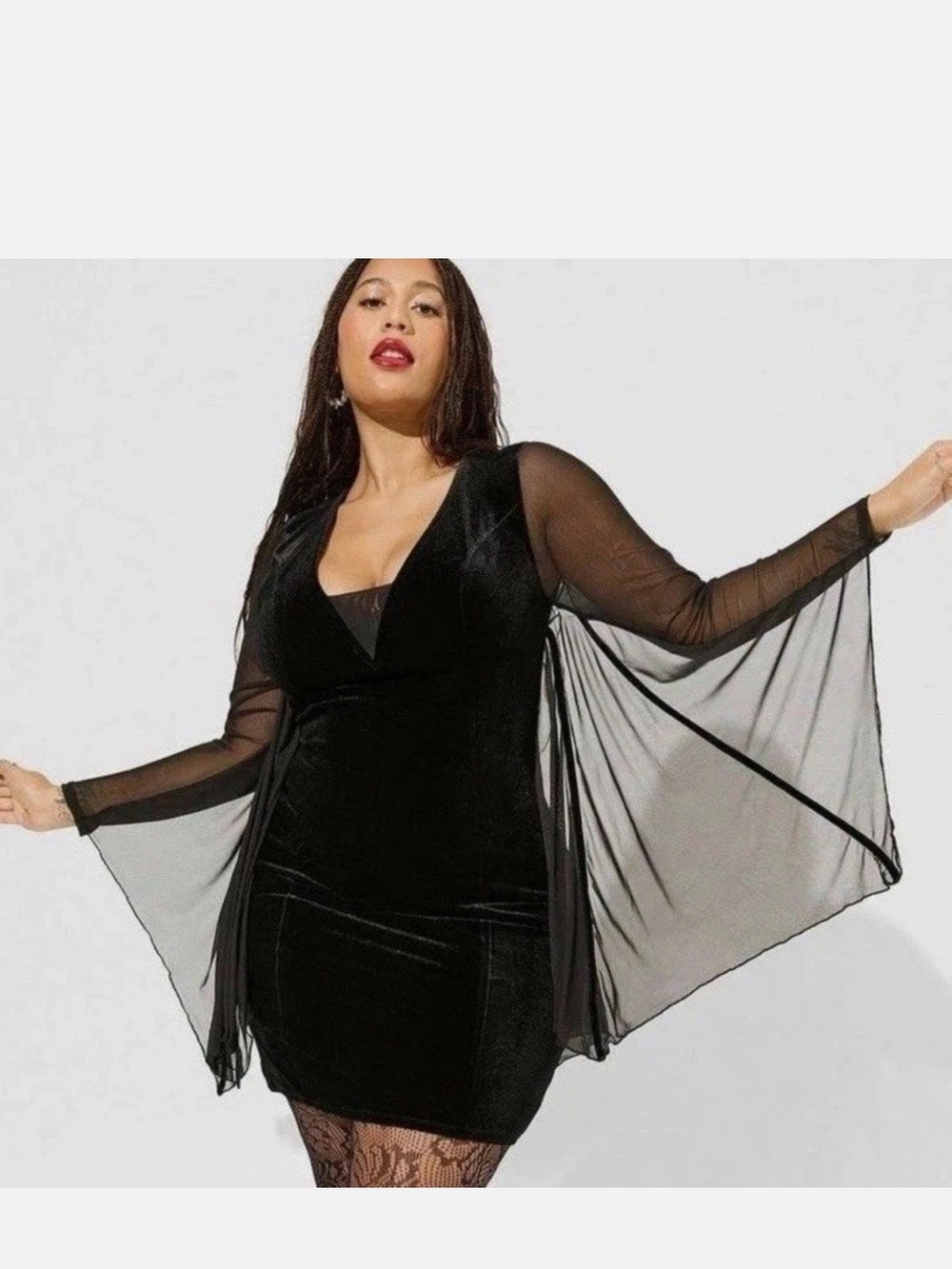 torrid Black Velvet V-Neck Bat Dress